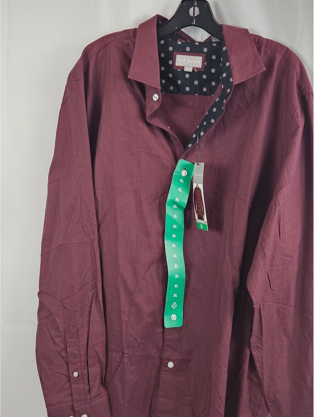 Ted Baker XL Mens LS Button Up Burgundy with Flip Cuffs NWT